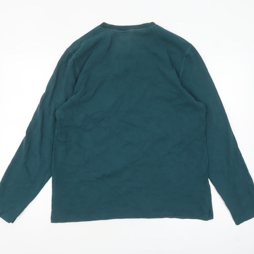 Crew Clothing Company Men's Green Long Sleeve Cotton Top L
