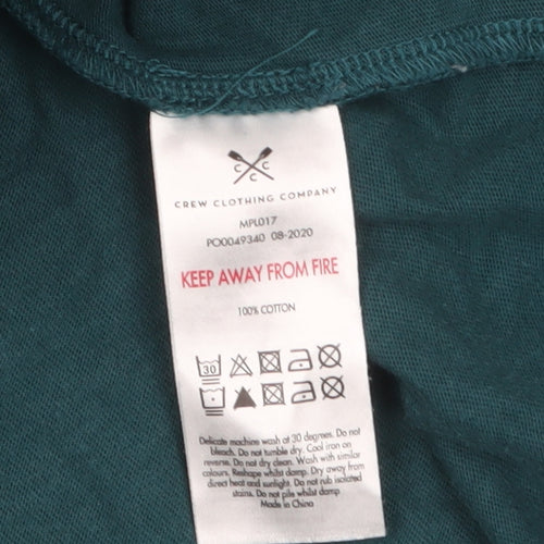 Crew Clothing Company Men's Green Long Sleeve Cotton Top L