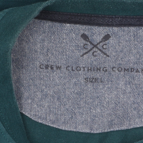Crew Clothing Company Men's Green Long Sleeve Cotton Top L