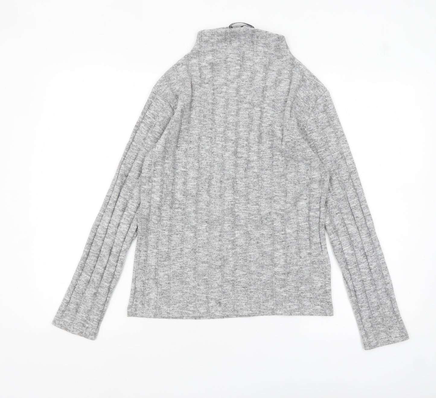 Marks and Spencer Womens Grey Roll Neck Ribbed Knit Jumper Size 8