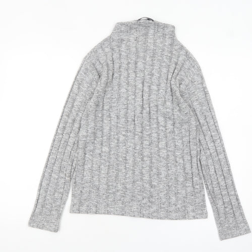 Marks and Spencer Womens Grey Roll Neck Ribbed Knit Jumper Size 8