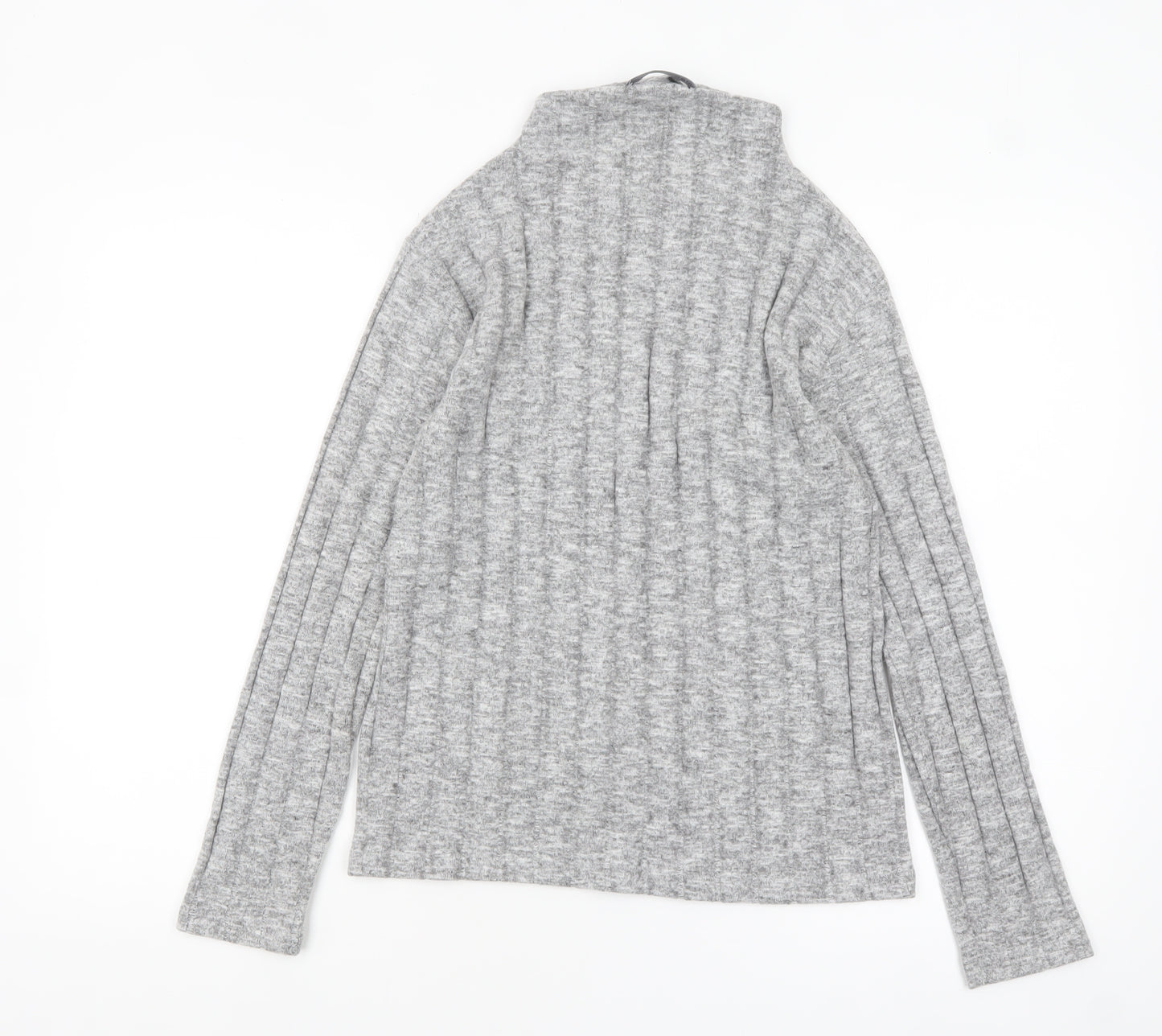 Marks and Spencer Womens Grey Roll Neck Ribbed Knit Jumper Size 8