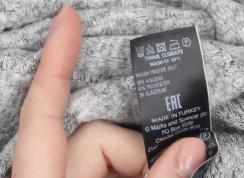 Marks and Spencer Womens Grey Roll Neck Ribbed Knit Jumper Size 8
