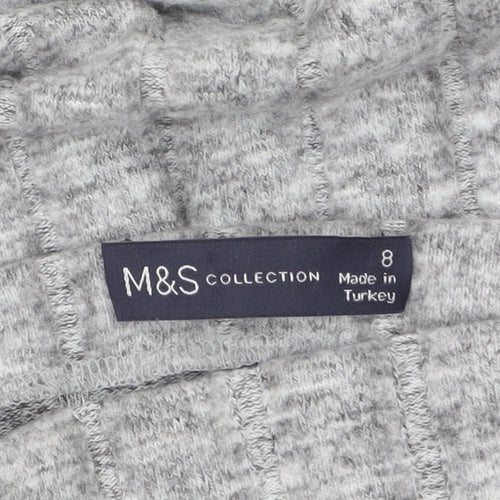 Marks and Spencer Womens Grey Roll Neck Ribbed Knit Jumper Size 8