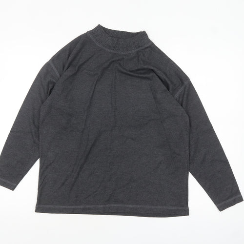 Anne Brooks Petite Womens Grey Mock Neck Long Sleeve Jersey Top Size S