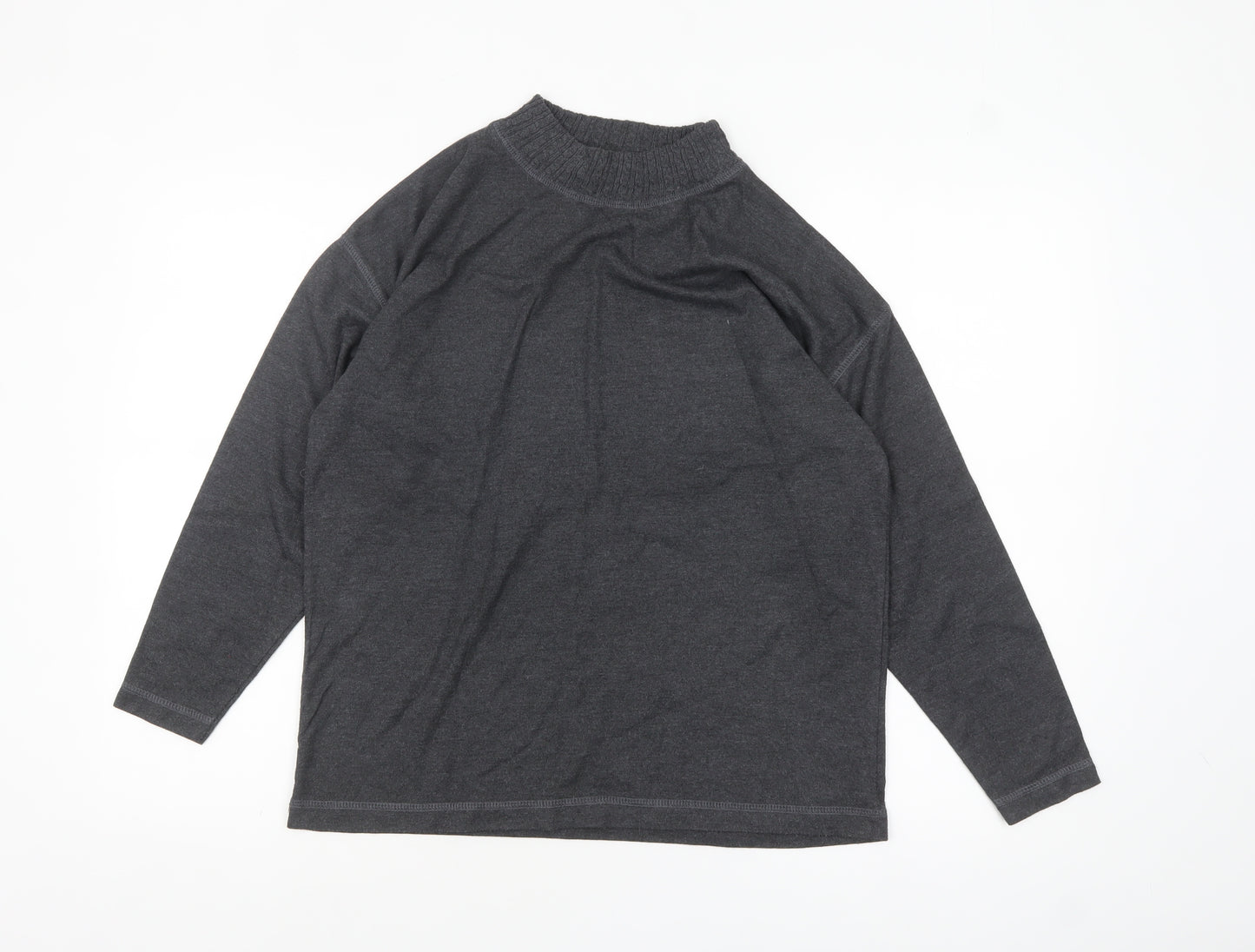 Anne Brooks Petite Womens Grey Mock Neck Long Sleeve Jersey Top Size S