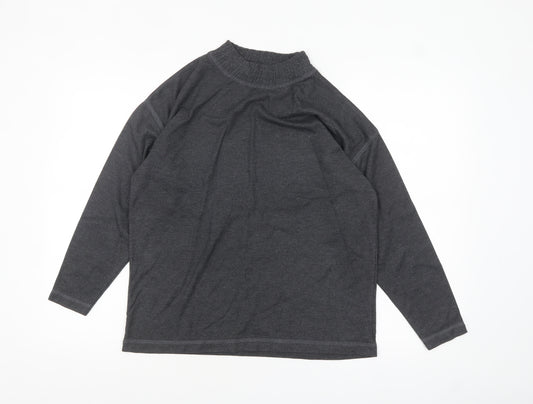 Anne Brooks Petite Womens Grey Mock Neck Long Sleeve Jersey Top Size S