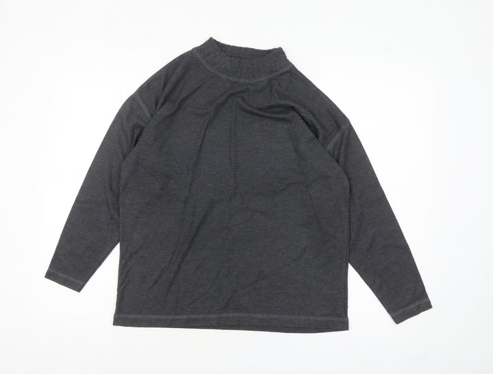 Anne Brooks Petite Womens Grey Mock Neck Long Sleeve Jersey Top Size S