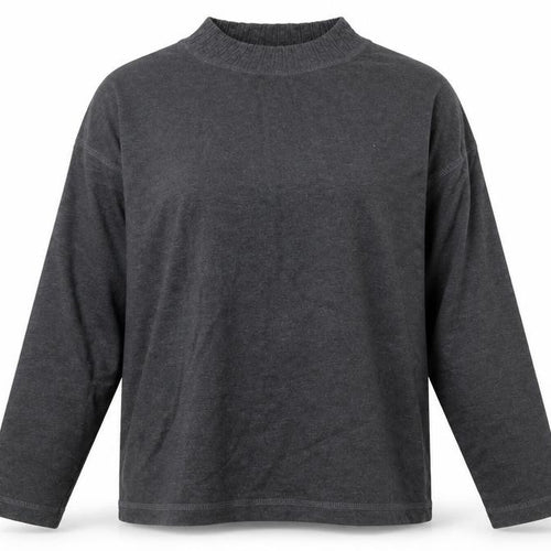 Anne Brooks Petite Womens Grey Mock Neck Long Sleeve Jersey Top Size S