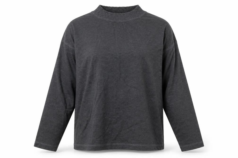 Anne Brooks Petite Womens Grey Mock Neck Long Sleeve Jersey Top Size S