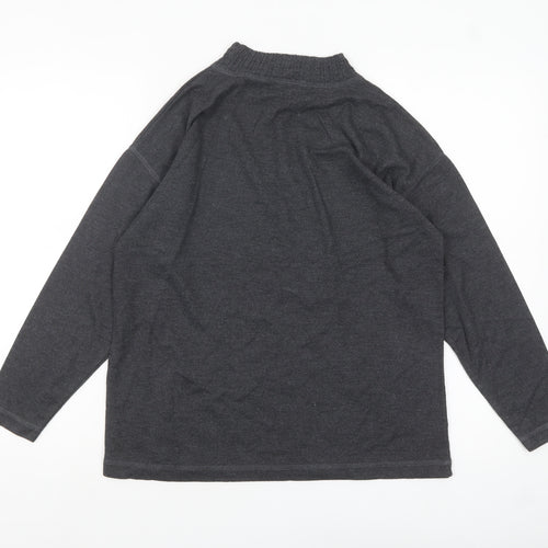 Anne Brooks Petite Womens Grey Mock Neck Long Sleeve Jersey Top Size S