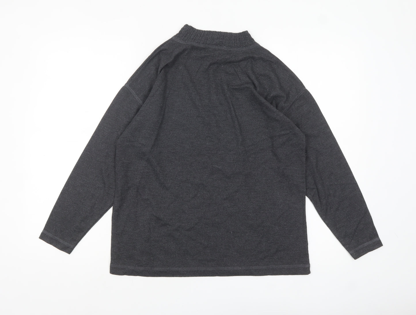 Anne Brooks Petite Womens Grey Mock Neck Long Sleeve Jersey Top Size S
