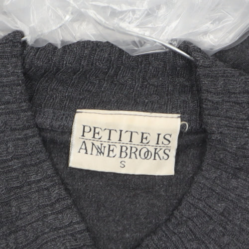 Anne Brooks Petite Womens Grey Mock Neck Long Sleeve Jersey Top Size S