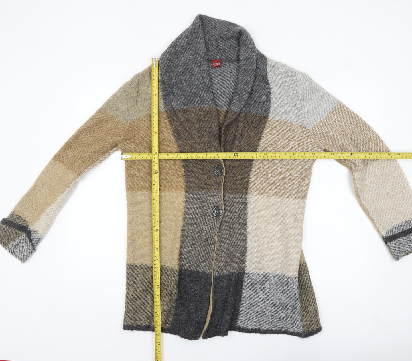 Olsen Women’s Multicoloured Check Knit Cardigan Size 14