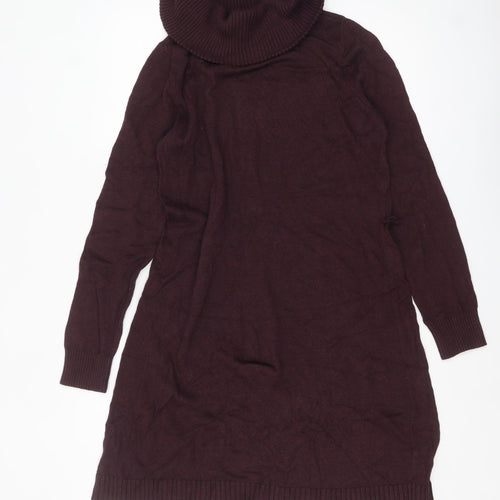 Market & Spruce Women Brown Knit Roll Neck Jumper Dress L