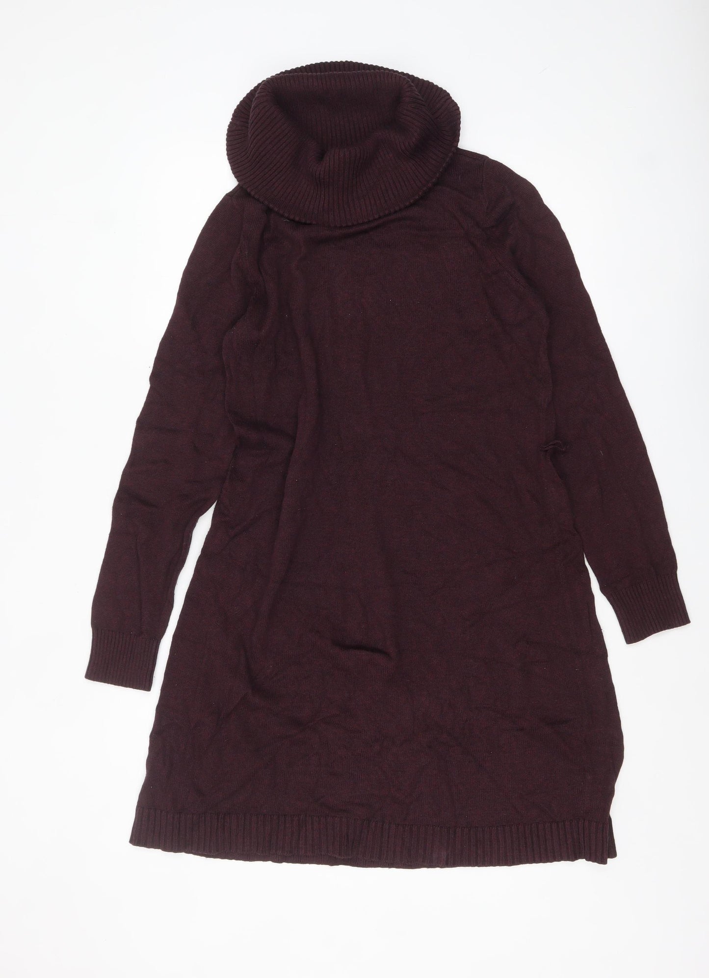 Market & Spruce Women Brown Knit Roll Neck Jumper Dress L