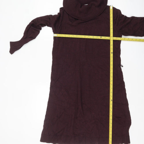 Market & Spruce Women Brown Knit Roll Neck Jumper Dress L