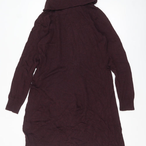 Market & Spruce Women Brown Knit Roll Neck Jumper Dress L