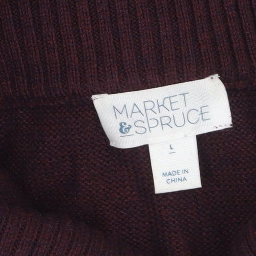 Market & Spruce Women Brown Knit Roll Neck Jumper Dress L