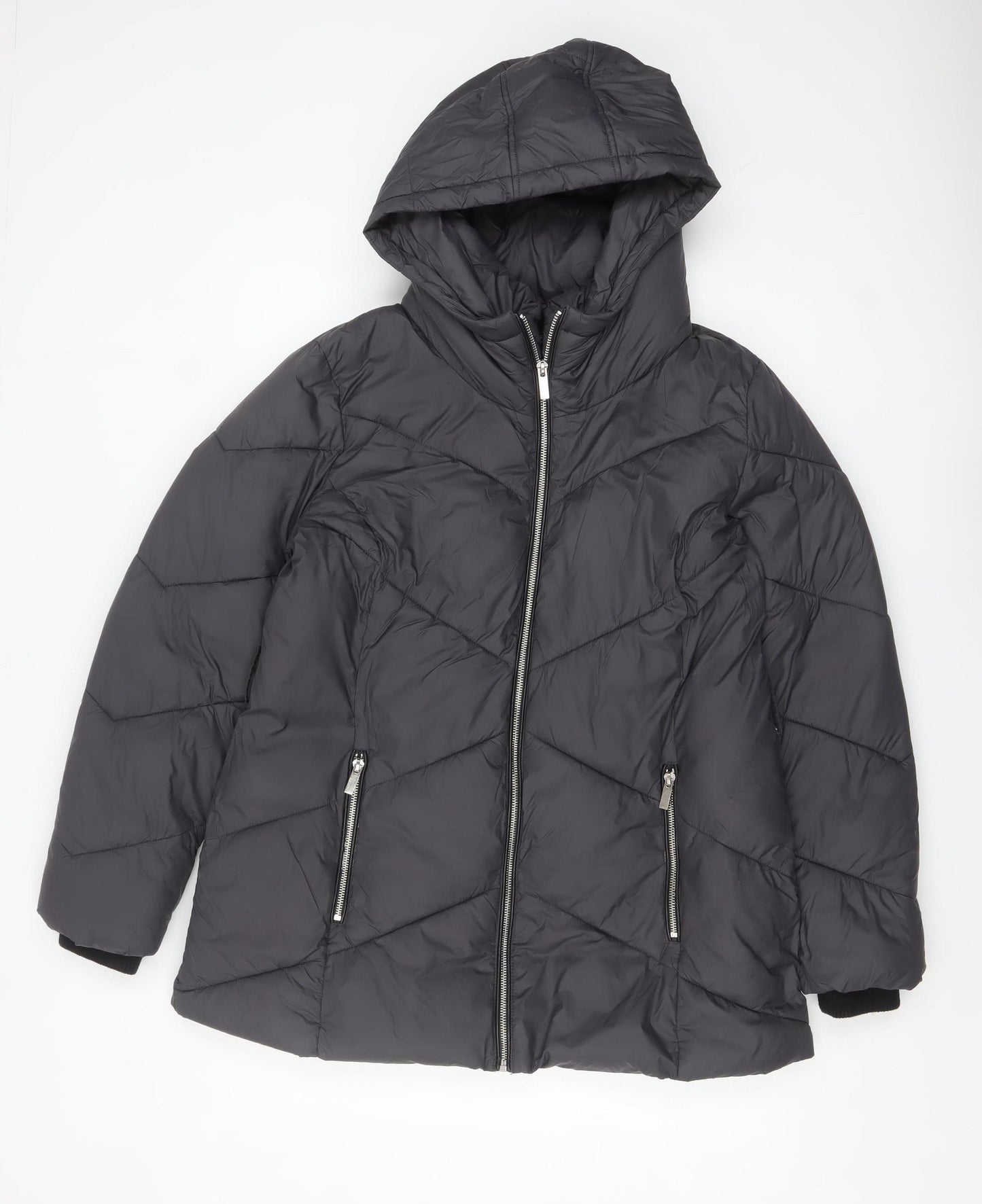 Phase Eight Women's Black Hooded Puffer Jacket Size 16