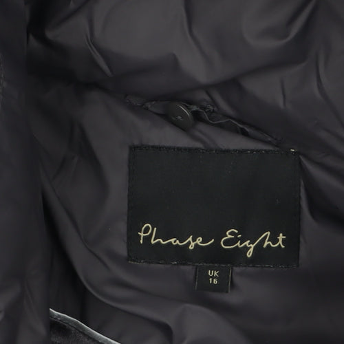 Phase Eight Women's Black Hooded Puffer Jacket Size 16