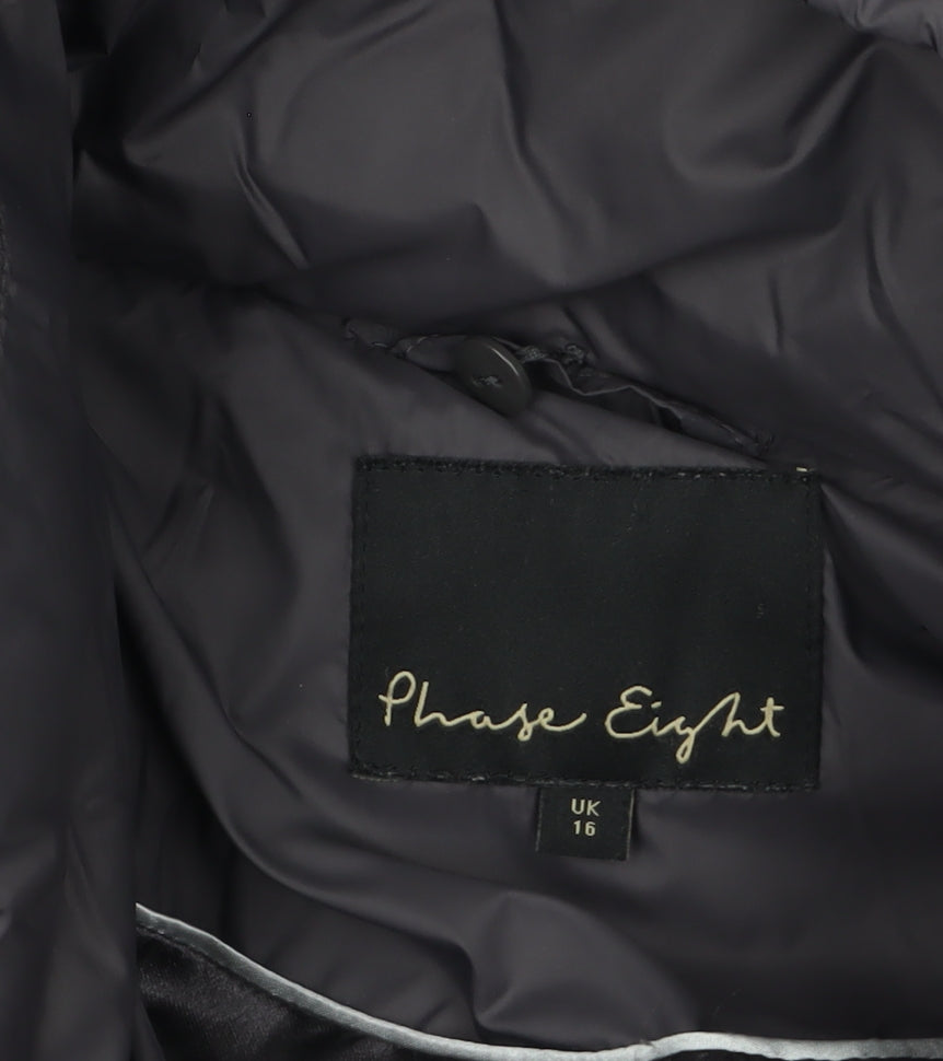 Phase Eight Women's Black Hooded Puffer Jacket Size 16