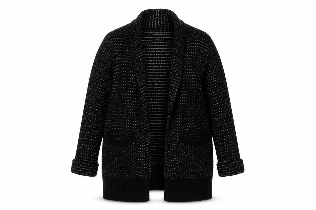 Front view of @Republic Women's Black XS Chunky Knit Open Cardigan
