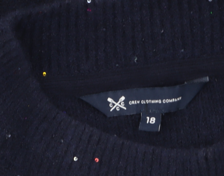 Crew Clothing Women’s Black Sequin Pullover Jumper Size 18