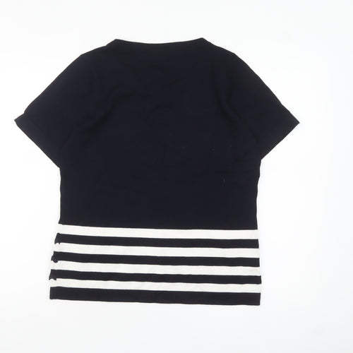 CC Women Blue White Striped Short Sleeve Knit Pullover Jumper L