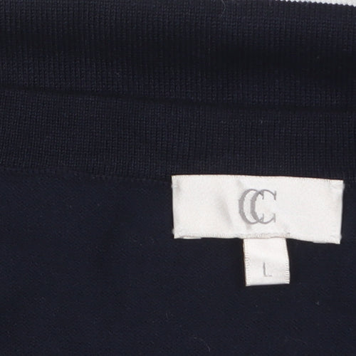 CC Women Blue White Striped Short Sleeve Knit Pullover Jumper L
