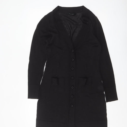 Nougat London Womens Black Wool Long Sleeve V-Neck Cardigan Size 12