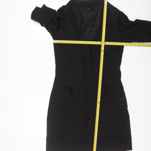 Nougat London Womens Black Wool Long Sleeve V-Neck Cardigan Size 12