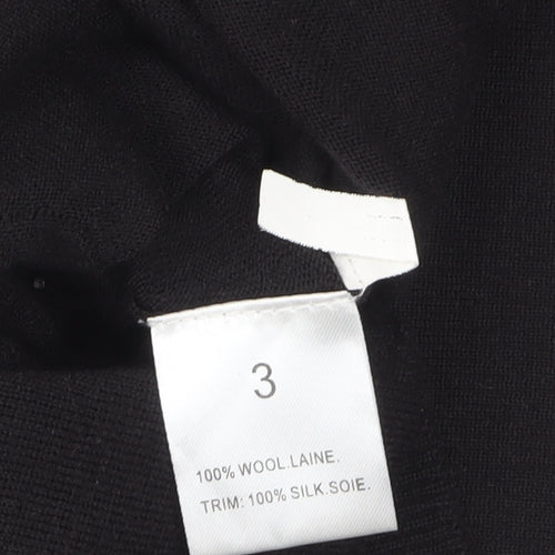 Nougat London Womens Black Wool Long Sleeve V-Neck Cardigan Size 12