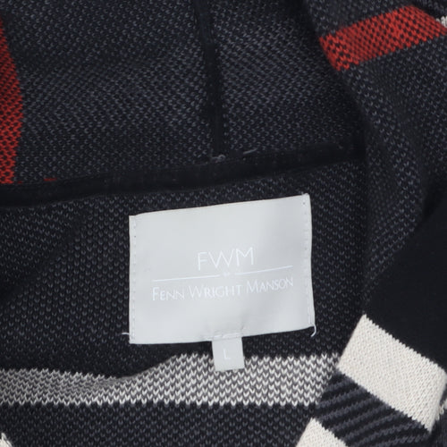 Fenn Wright Manson Women's Black Check Knit Long Sleeve Cardigan Size L