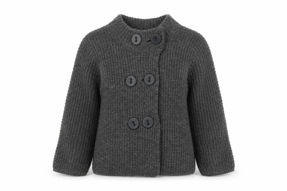 Topshop Women Grey Chunky Knit Cardigan Size 10 Wool Blend