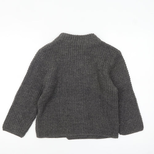 Topshop Women Grey Chunky Knit Cardigan Size 10 Wool Blend