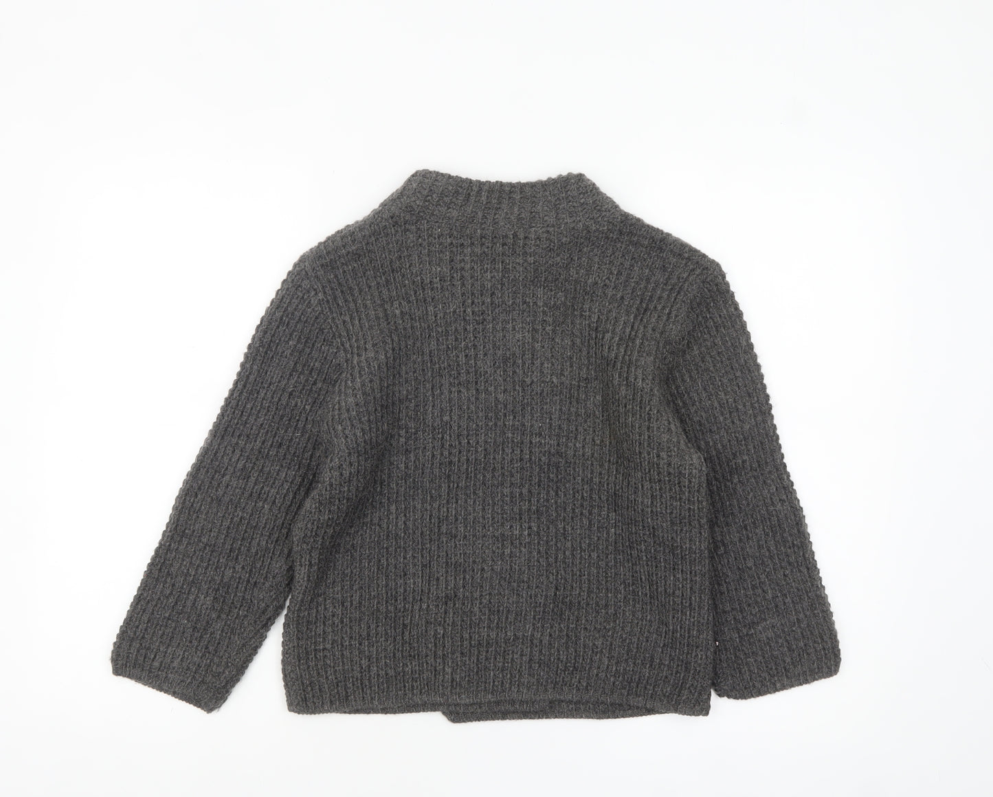 Topshop Women Grey Chunky Knit Cardigan Size 10 Wool Blend