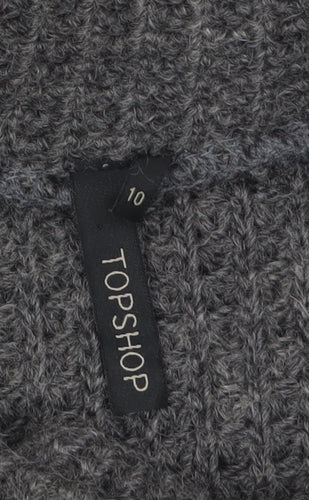 Topshop Women Grey Chunky Knit Cardigan Size 10 Wool Blend
