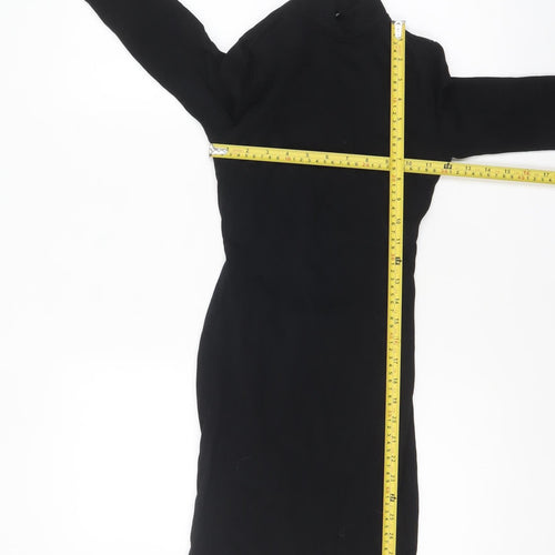 ASOS Women’s Black Bodycon High Neck Cut Out Short Dress Size 6