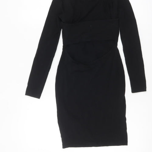 ASOS Women’s Black Bodycon High Neck Cut Out Short Dress Size 6