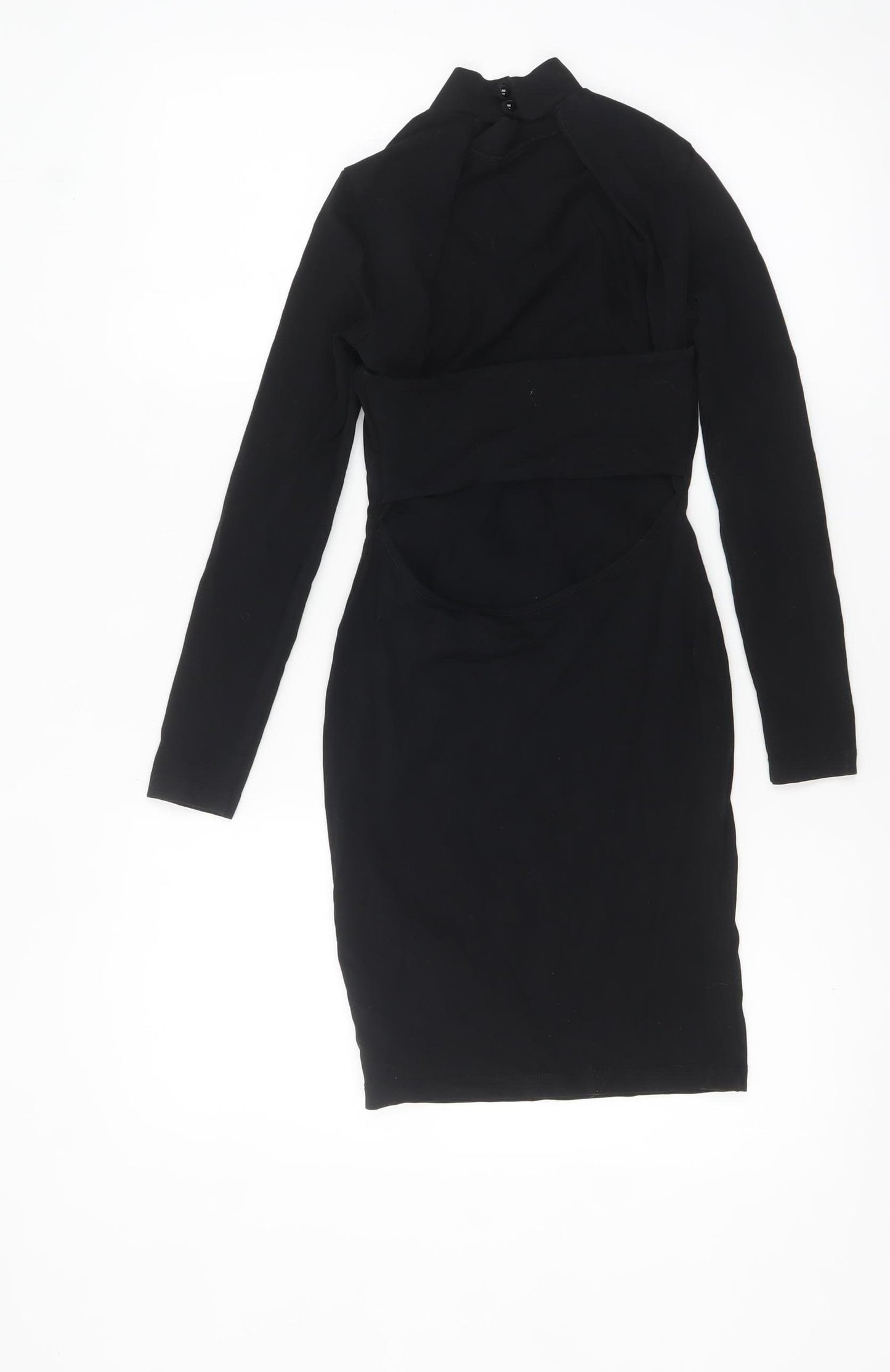 ASOS Women’s Black Bodycon High Neck Cut Out Short Dress Size 6