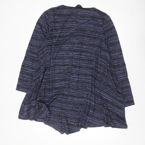 Yours Women Blue Striped V-Neck Long Sleeve Jersey Tunic Top Size 22-24