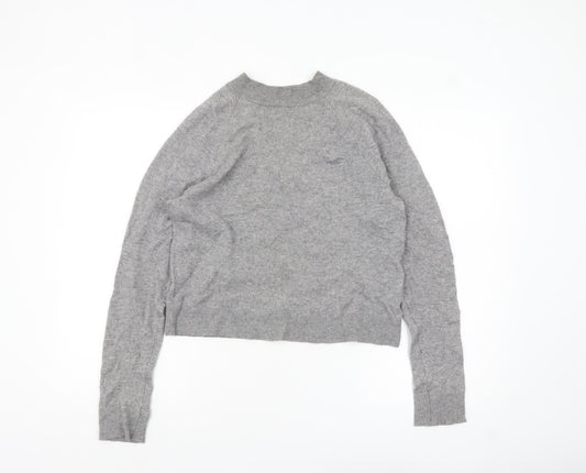Hollister Women Grey 100% Cashmere Crew Neck Jumper S