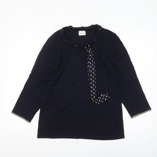 Eastex Women’s Blue 3/4 Sleeve Bow Neck Pullover Jumper Size 16