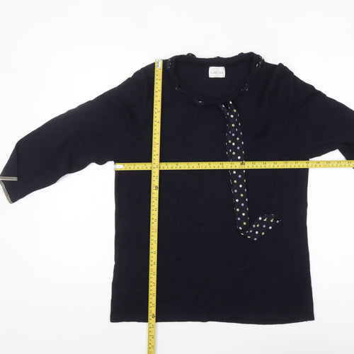 Eastex Women’s Blue 3/4 Sleeve Bow Neck Pullover Jumper Size 16