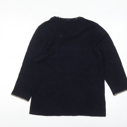 Eastex Women’s Blue 3/4 Sleeve Bow Neck Pullover Jumper Size 16