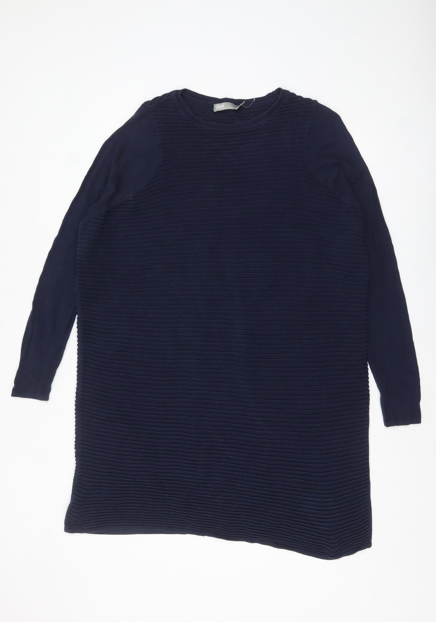 ASOS Women Blue Long Sleeve Cotton Tunic Jumper Size 10