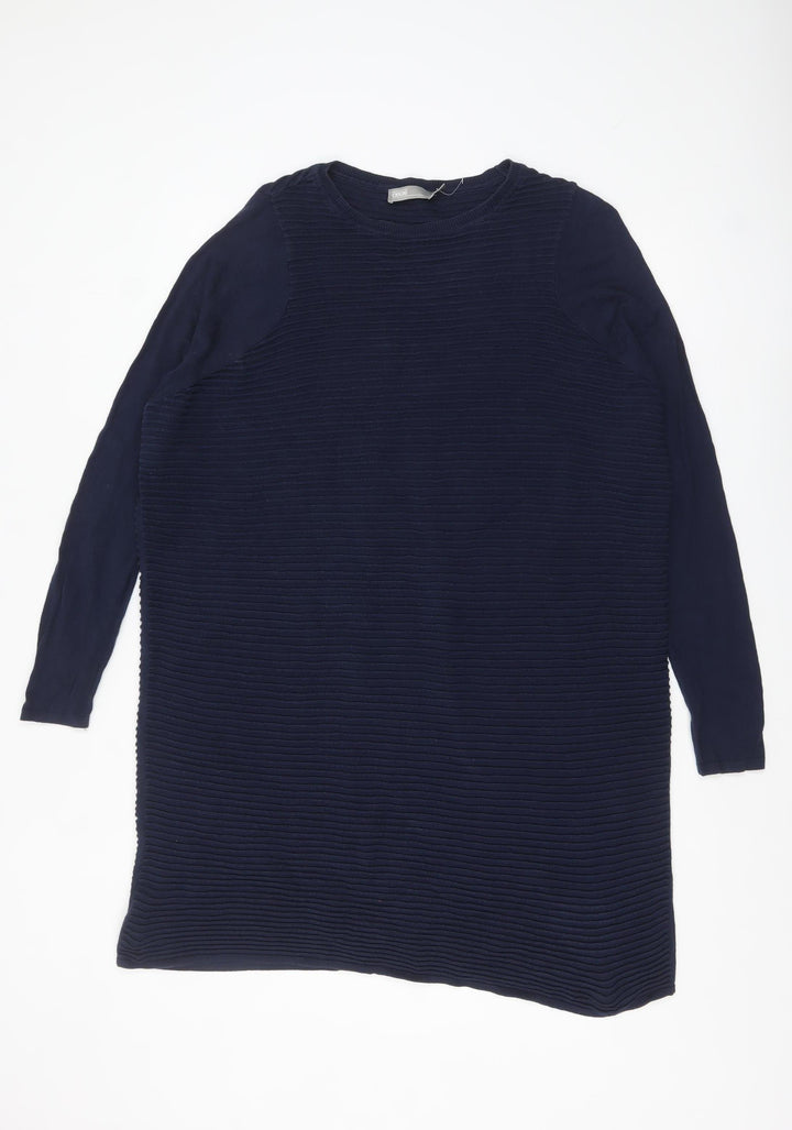 ASOS Women Blue Long Sleeve Cotton Tunic Jumper Size 10