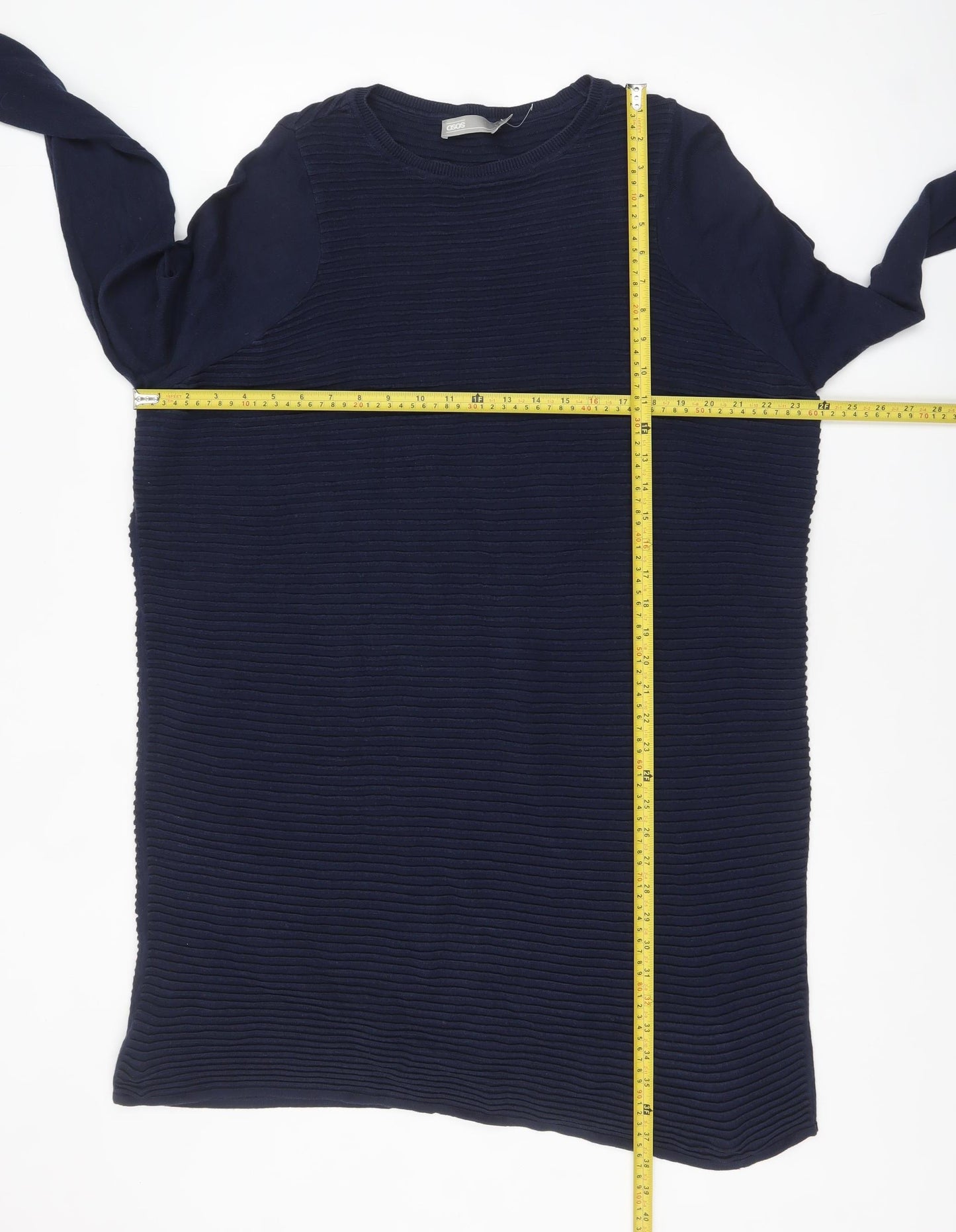 ASOS Women Blue Long Sleeve Cotton Tunic Jumper Size 10