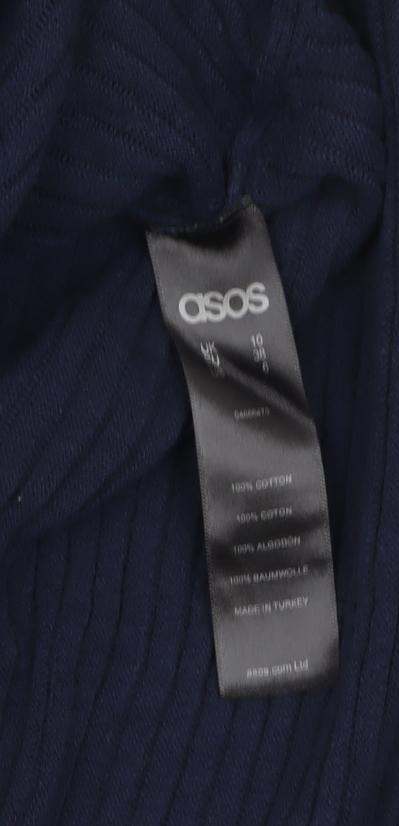 ASOS Women Blue Long Sleeve Cotton Tunic Jumper Size 10